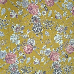 Mustard Colour Cotton Flex Discharge Printed Fabric