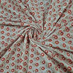 Peach Colour Cotton Cambric Printed Fabric