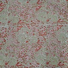 Peach Colour Cotton Cambric Printed Fabric