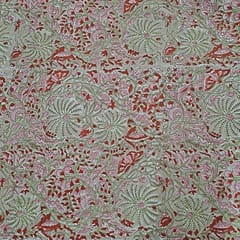 Peach Colour Cotton Cambric Printed Fabric