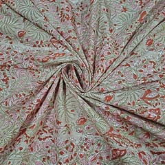 Peach Colour Cotton Cambric Printed Fabric