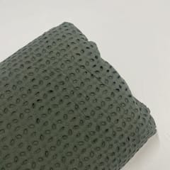 Dark Olive Colour Cotton Chikan Fabric