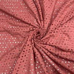 Onion Pink Colour Cotton Chikan Fabric