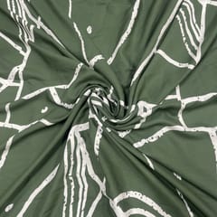Dark Olive Colour Rayon Printed Fabric