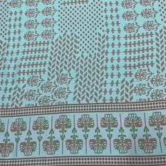 Sea Blue Colour Rayon Printed Fabric