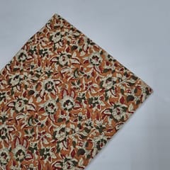 Orange Colour Cambric Cotton Kalamkari Printed Fabric