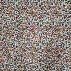 Orange Colour Cambric Cotton Kalamkari Printed Fabric