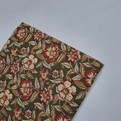 Mehendi Green Colour Cambric Cotton Kalamkari Printed Fabric