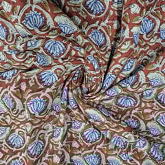 Maroon Colour Cambric Cotton Kalamkari Printed Fabric