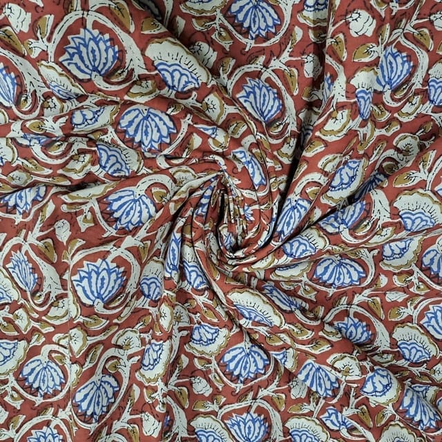 Maroon Colour Cambric Cotton Kalamkari Printed Fabric