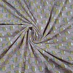 Onion Pink Colour Cotton Cambric Printed Fabric