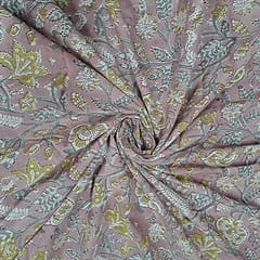 Onion Pink Colour Cotton Cambric Printed Fabric