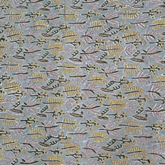 Grey Colour Cotton Cambric Printed Fabric