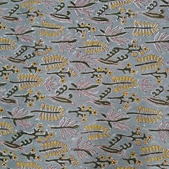 Grey Colour Cotton Cambric Printed Fabric