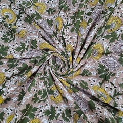 Peach Colour Cotton Cambric Printed Fabric
