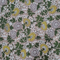 Peach Colour Cotton Cambric Printed Fabric