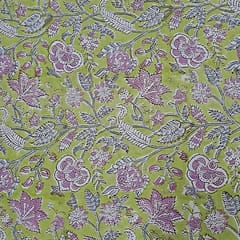Yellow Colour Cotton Cambric Printed Fabric
