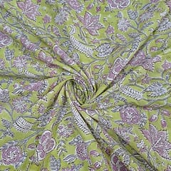 Yellow Colour Cotton Cambric Printed Fabric