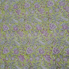 Yellow Colour Cotton Cambric Printed Fabric