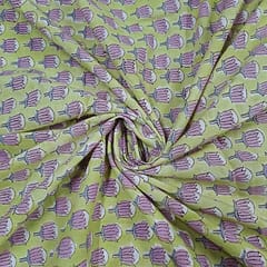 Yellow Colour Cotton Cambric Printed Fabric