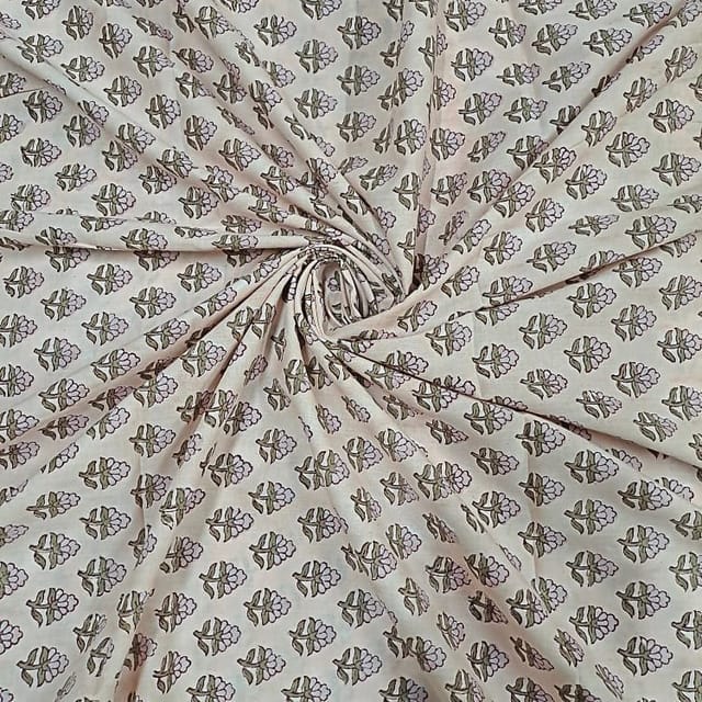 Light Peach Colour Cotton Cambric Printed Fabric