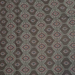 Brown Colour Cotton Cambric Printed Fabric