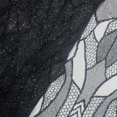 Black Colour  Abstract Sequence Embroidered Net Fabric