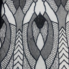 Black Colour  Abstract Sequence Embroidered Net Fabric