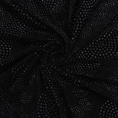 Black Colour Geometric Velvet Embroidered Fabric