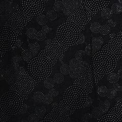 Black Colour Geometric Velvet Embroidered Fabric
