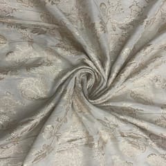 Off White Colour Floral Dyeable Jacquard Print Fabric