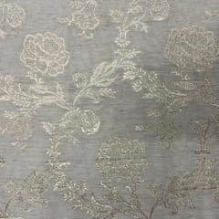 Off White Colour Floral Dyeable Jacquard Print Fabric