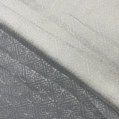 White Dyeable Geometric Chinon Embroidered Fabric
