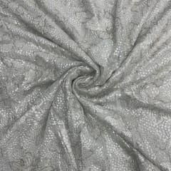 White Dyeable Georgette Sequence Embroidered Fabric