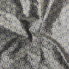 Dark Grey Colour Circles Semi Brocade Fabric
