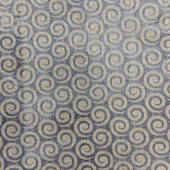 Dark Grey Colour Circles Semi Brocade Fabric