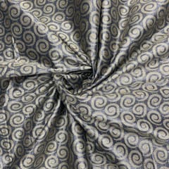 Dark Grey Colour Circles Semi Brocade Fabric