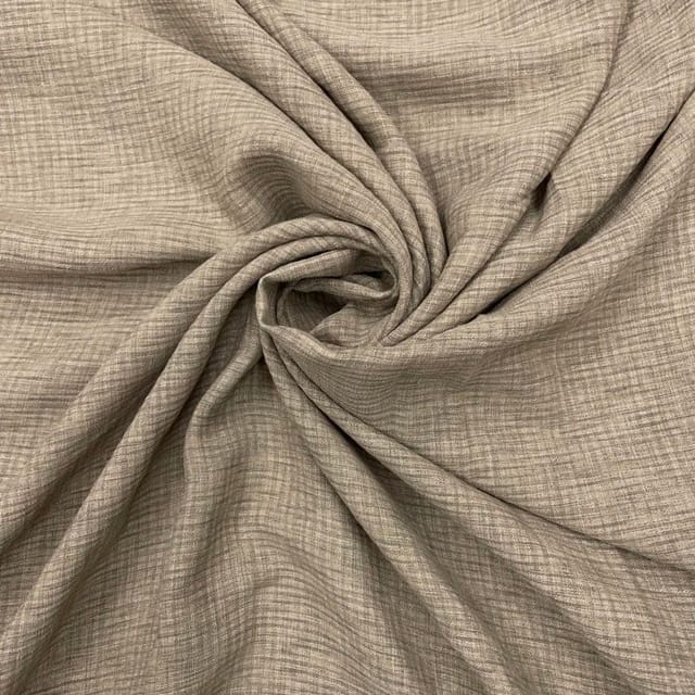 Beige Colour Checks Cotton Linen Fabric  (N252)