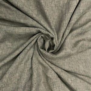 Grey Colour Checks Cotton Linen Fabric (N253)