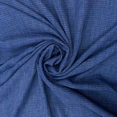 Navy Blue Colour Checks Cotton Linen Fabric