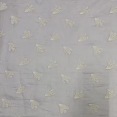 Light Levender Abstract Chanderi Mul Embroidered Fabric
