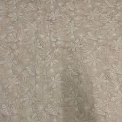 Peach Floral Chanderi Mul Embroidered Fabric