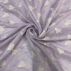 Light Levender Abstract Chanderi Mul Embroidered Fabric