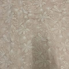 Peach Floral Chanderi Mul Embroidered Fabric