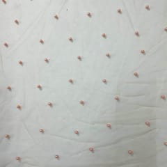 Peach Colour Pearl Net Embroidery