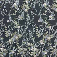 Baby Colour Pink Floral Embroidered Net Fabric
