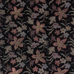 Black Colour Floral Velvet Embroidered Fabric