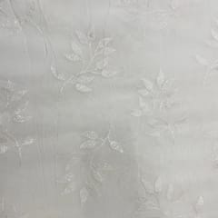 Off White Colour Floral Dyeable Organza Embroidered Fabric