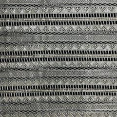 Pista Green Colour Stripes Embroidered Net Fabric