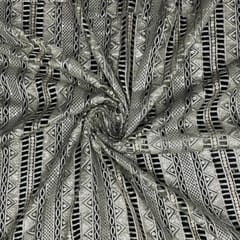 Pista Green Colour Stripes Embroidered Net Fabric